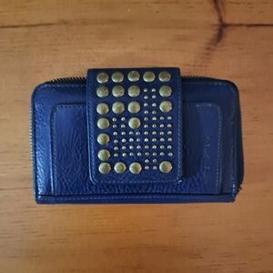 Matt & Nat Navy Studded Vegan Leather Wallet with Gold-Tone Hardware